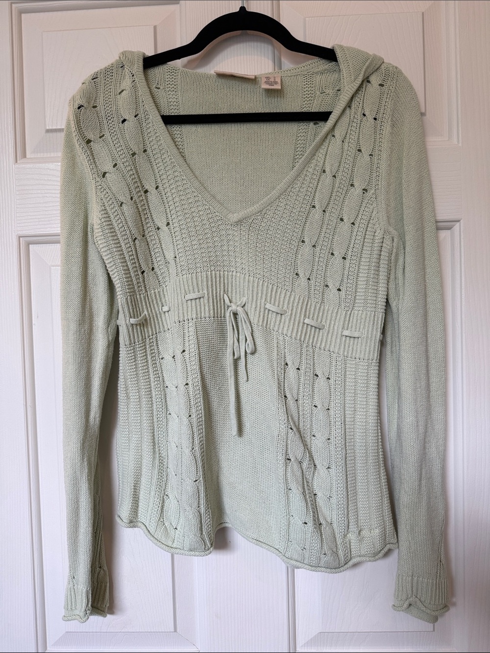 Cozy For Fall DKNY Jeans Mint Green Knit Top with Hood